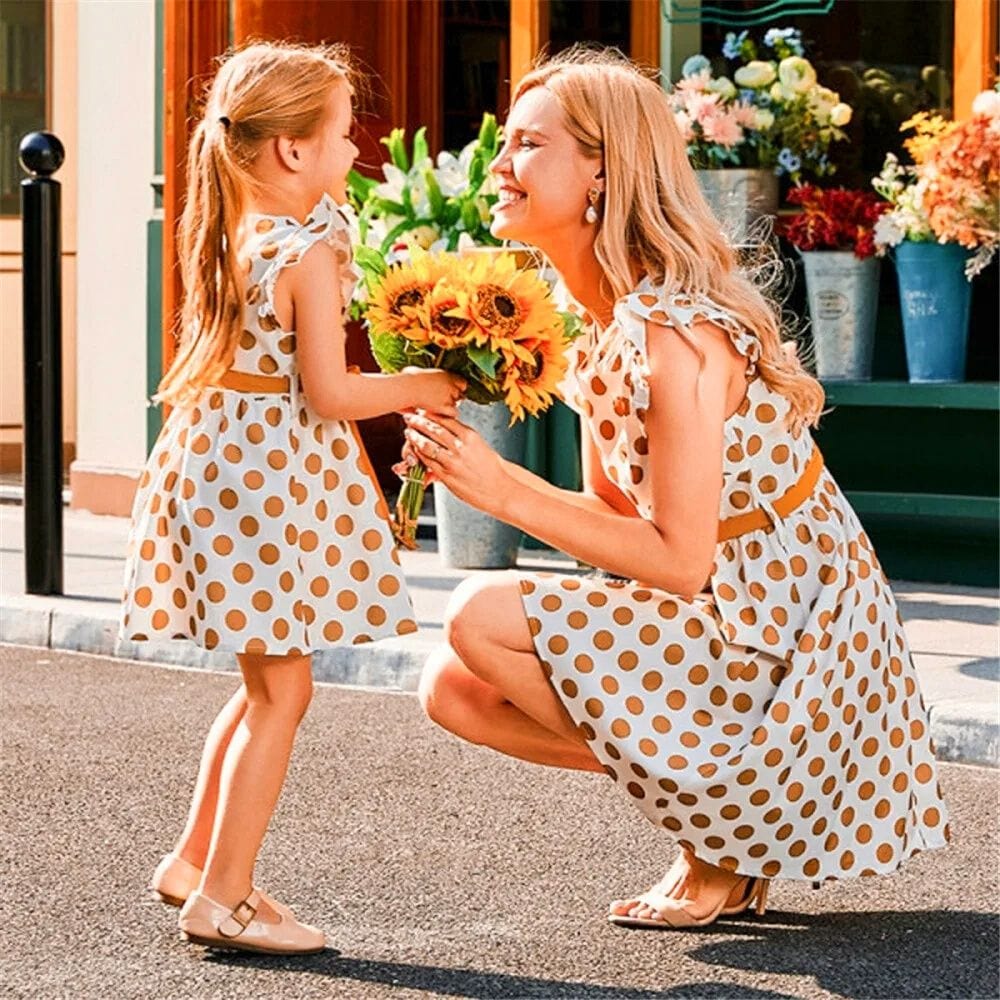 Robe Mère Petite Fille Assortie Orange / Maman S