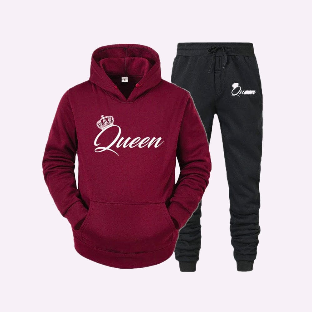 Survêtement Couple Assorti Wine red Queen / S