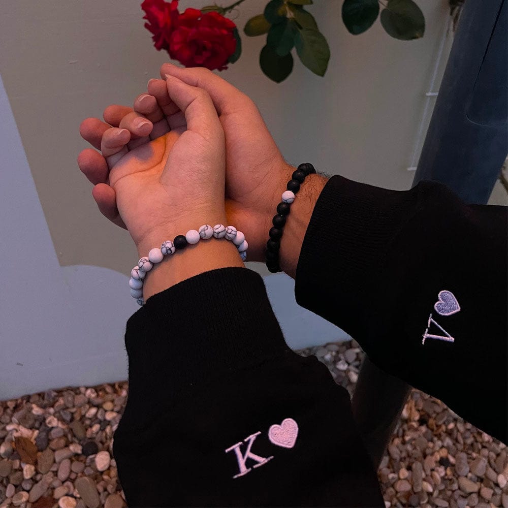 Sweat à Capuche Personnalisé Couple Noir / S