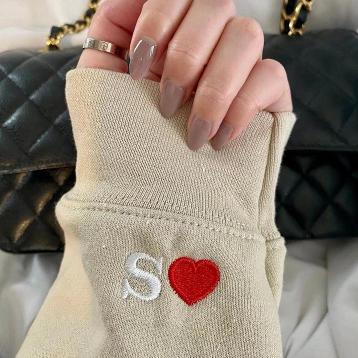 Sweat à Capuche Personnalisé Couple Beige / S