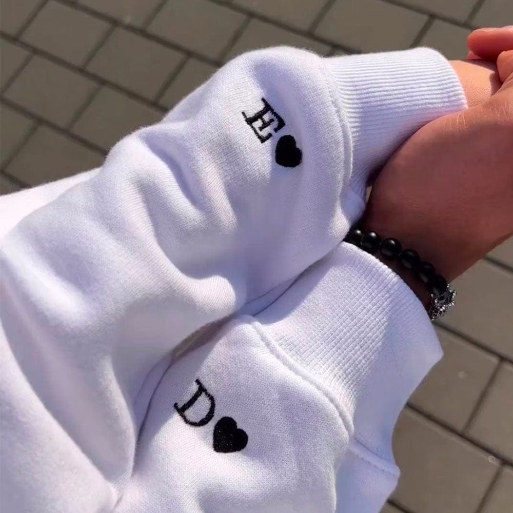 Sweat à Capuche Personnalisé Couple Blanc / S