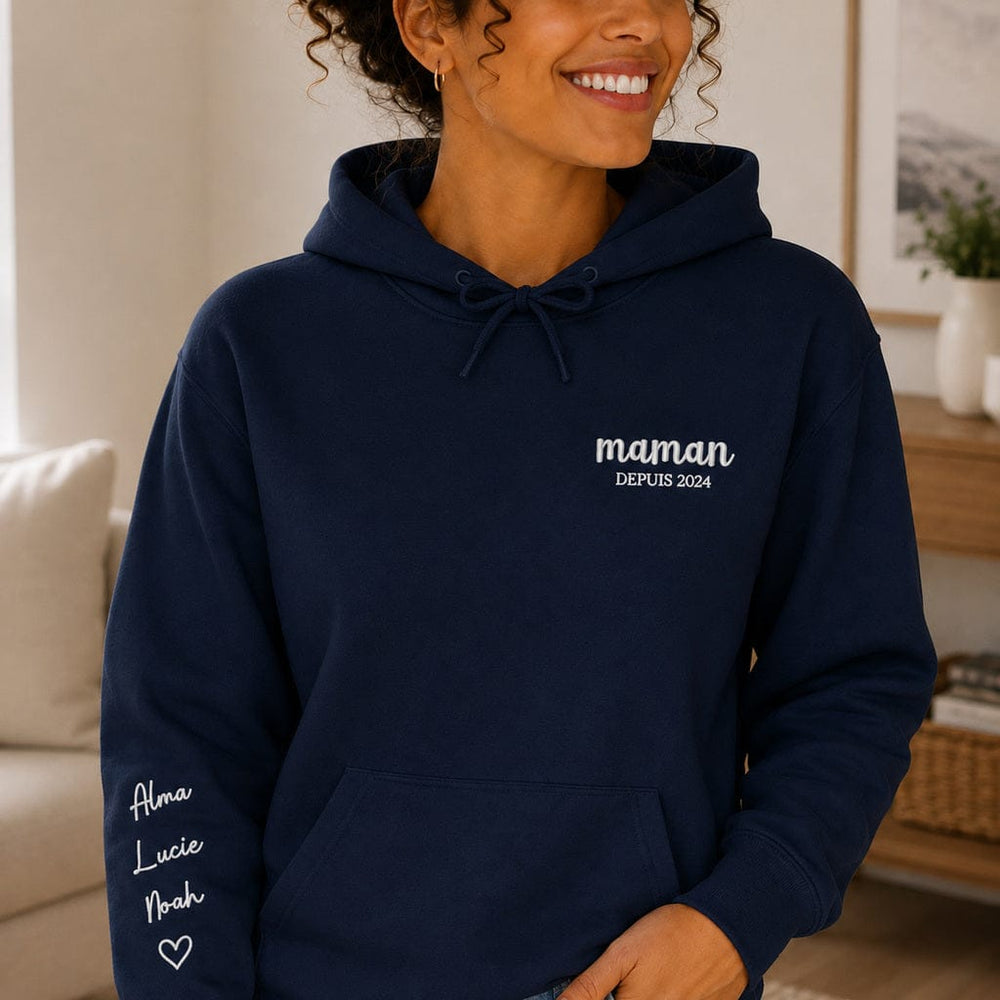 Sweat à capuche personnalisé maman - Broderie maman