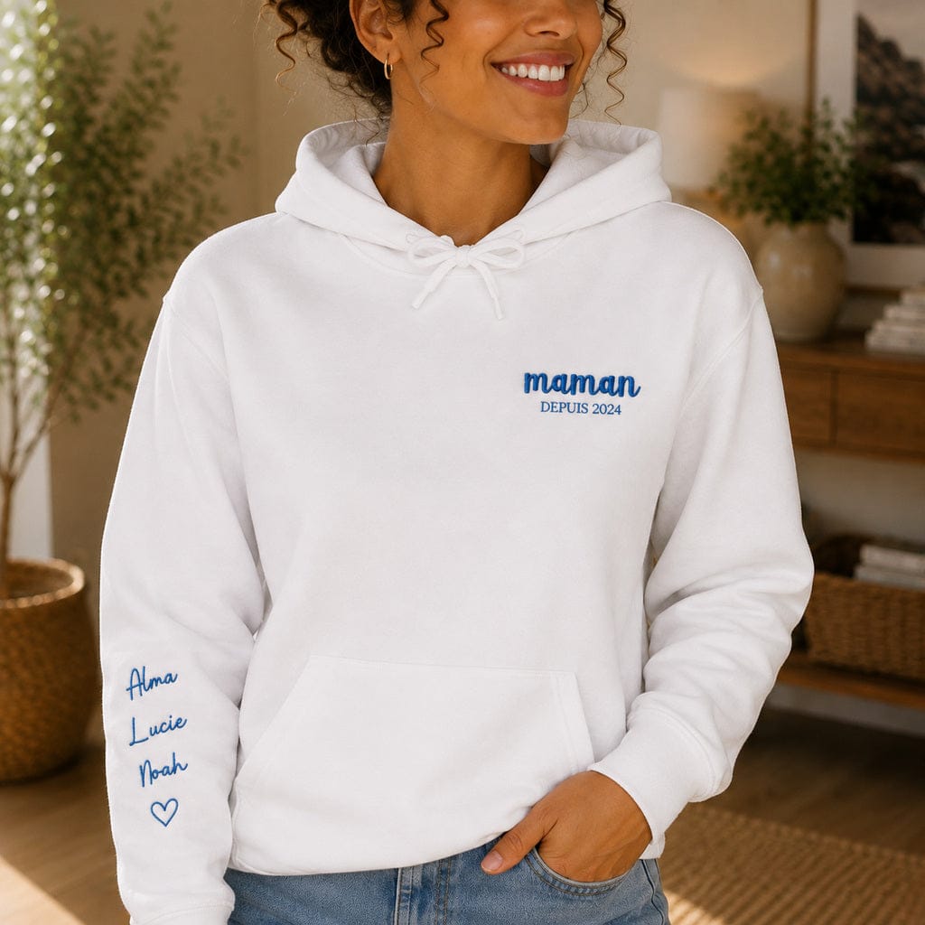 Sweat à capuche personnalisé maman - Broderie maman