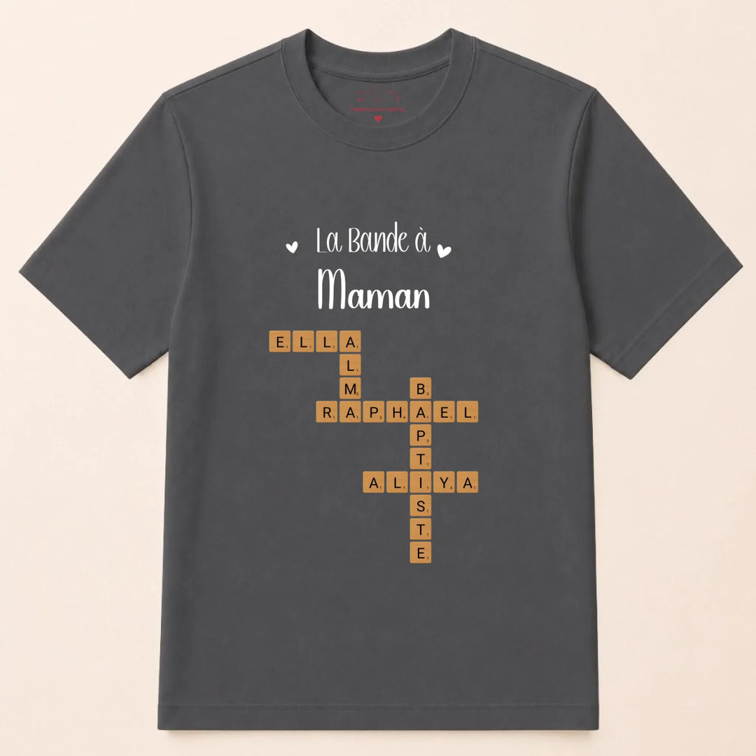 Sweat à capuche personnalisé maman - Scrabble T-shirt / Gris Foncé / S