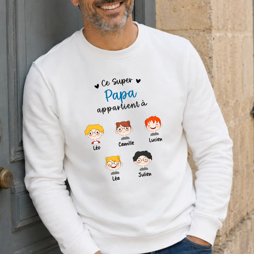 Sweat à capuche personnalisé papa - Ce super papa appartient à