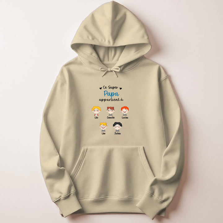 Sweat à capuche personnalisé papa - Ce super papa appartient à Sweat à capuche / Beige / M
