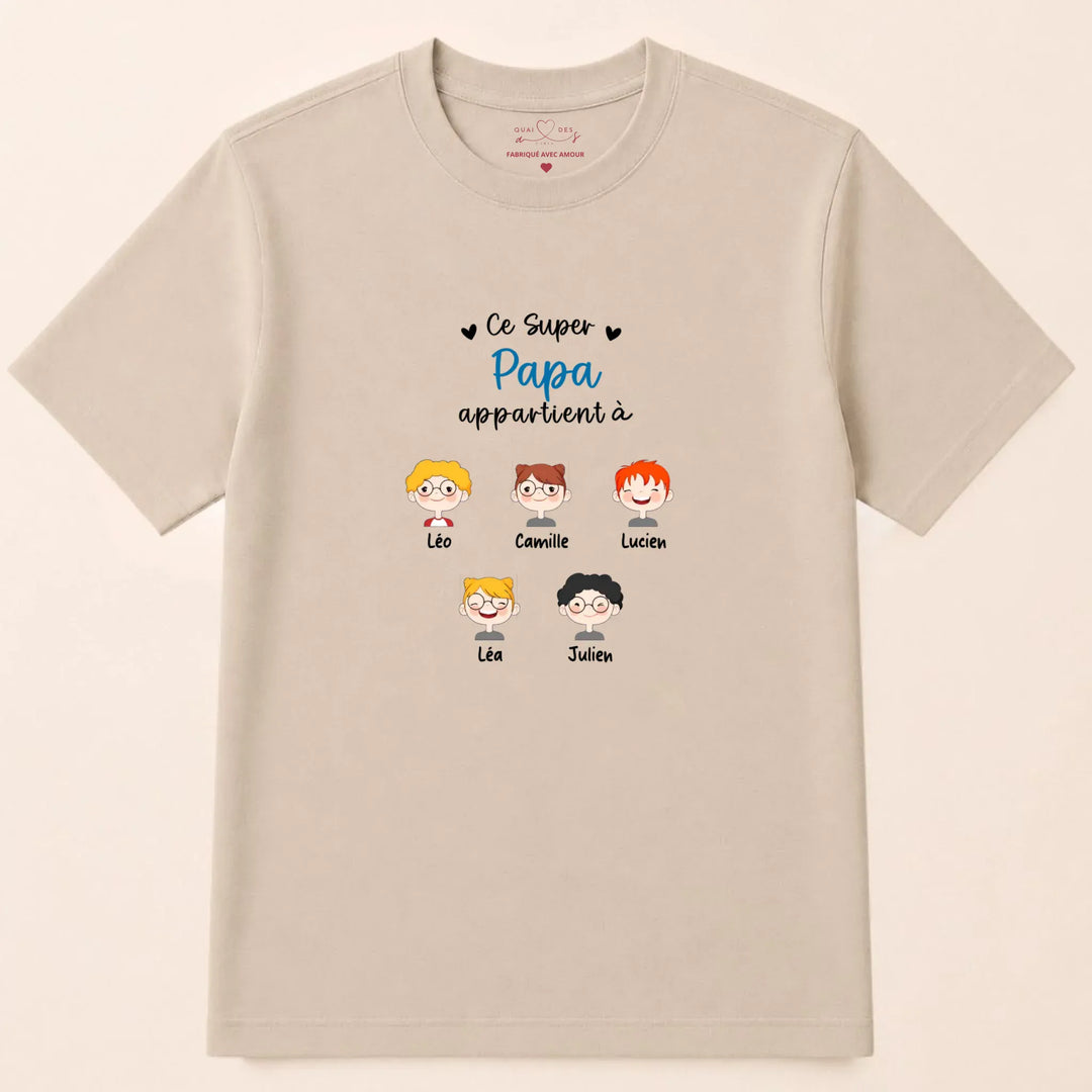 Sweat à capuche personnalisé papa - Ce super papa appartient à T-shirt / Beige / S