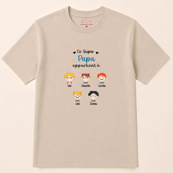 Sweat à capuche personnalisé papa - Ce super papa appartient à T-shirt / Beige / S