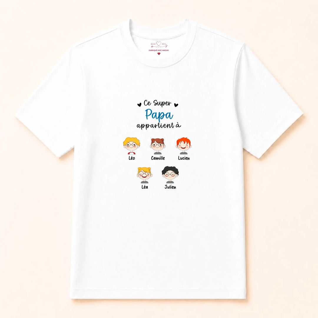 Sweat à capuche personnalisé papa - Ce super papa appartient à T-shirt / Blanc / S