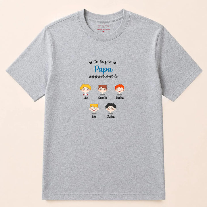 Sweat à capuche personnalisé papa - Ce super papa appartient à T-shirt / Gris / S