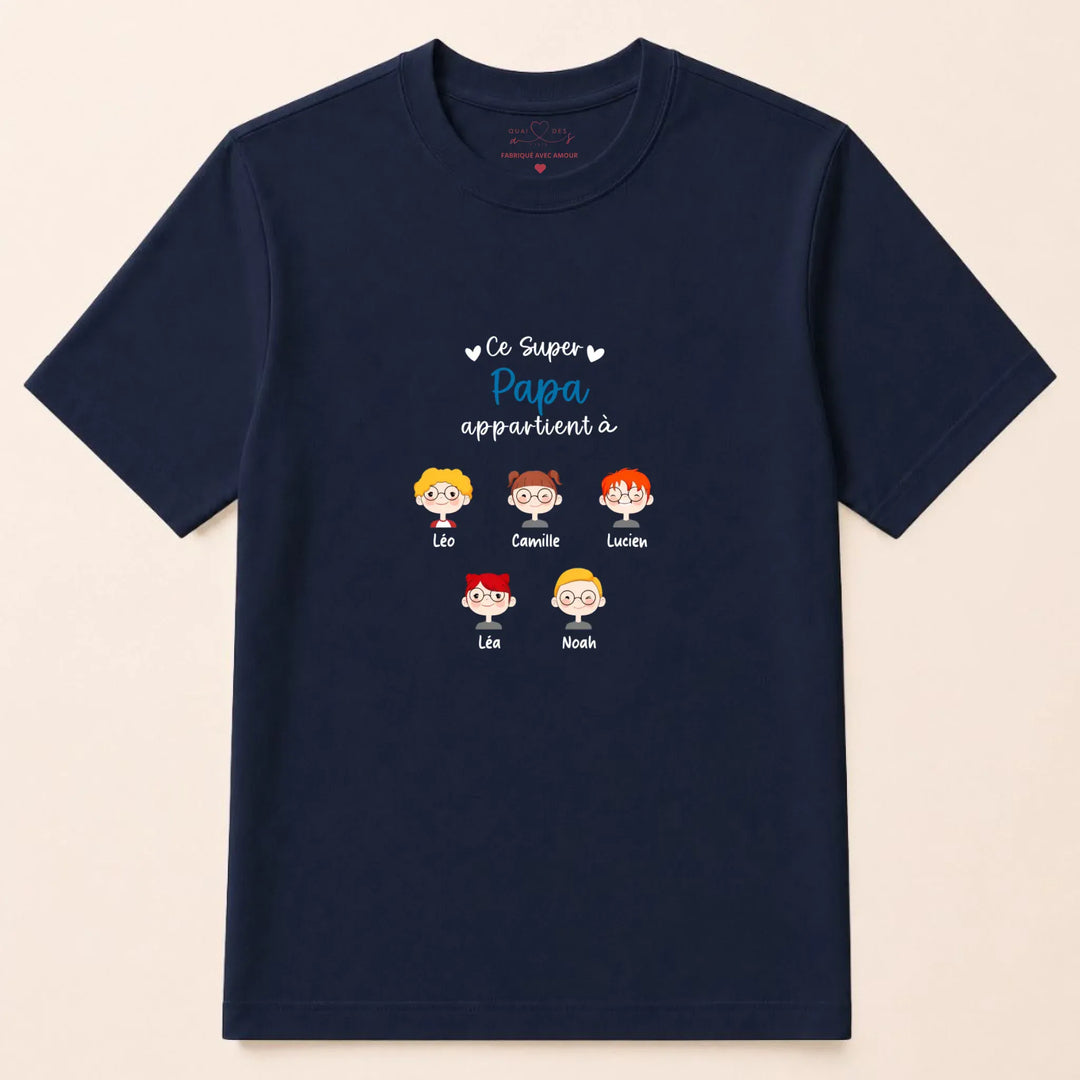Sweat à capuche personnalisé papa - Ce super papa appartient à T-shirt / Marine / S