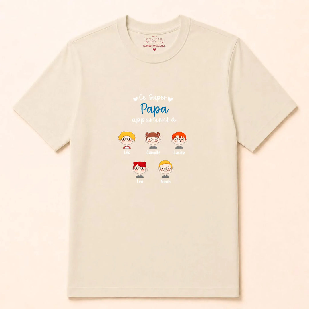 Sweat à capuche personnalisé papa - Ce super papa appartient à T-shirt / Naturel / S
