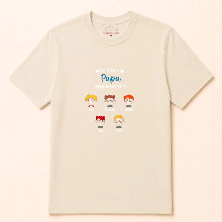 Sweat à capuche personnalisé papa - Ce super papa appartient à T-shirt / Naturel / S