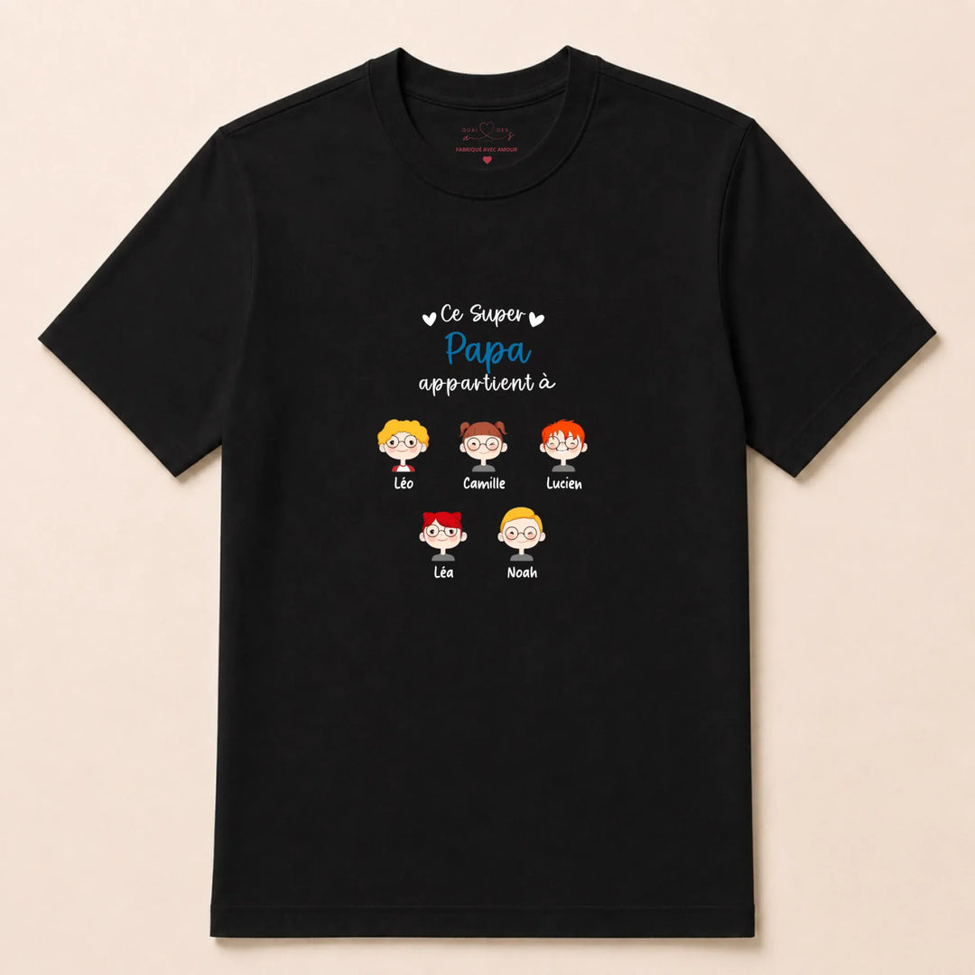 Sweat à capuche personnalisé papa - Ce super papa appartient à T-shirt / Noir / S