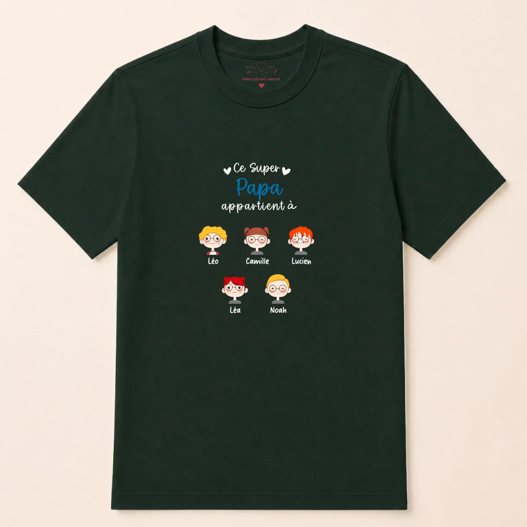 Sweat à capuche personnalisé papa - Ce super papa appartient à T-shirt / Vert Forest / S