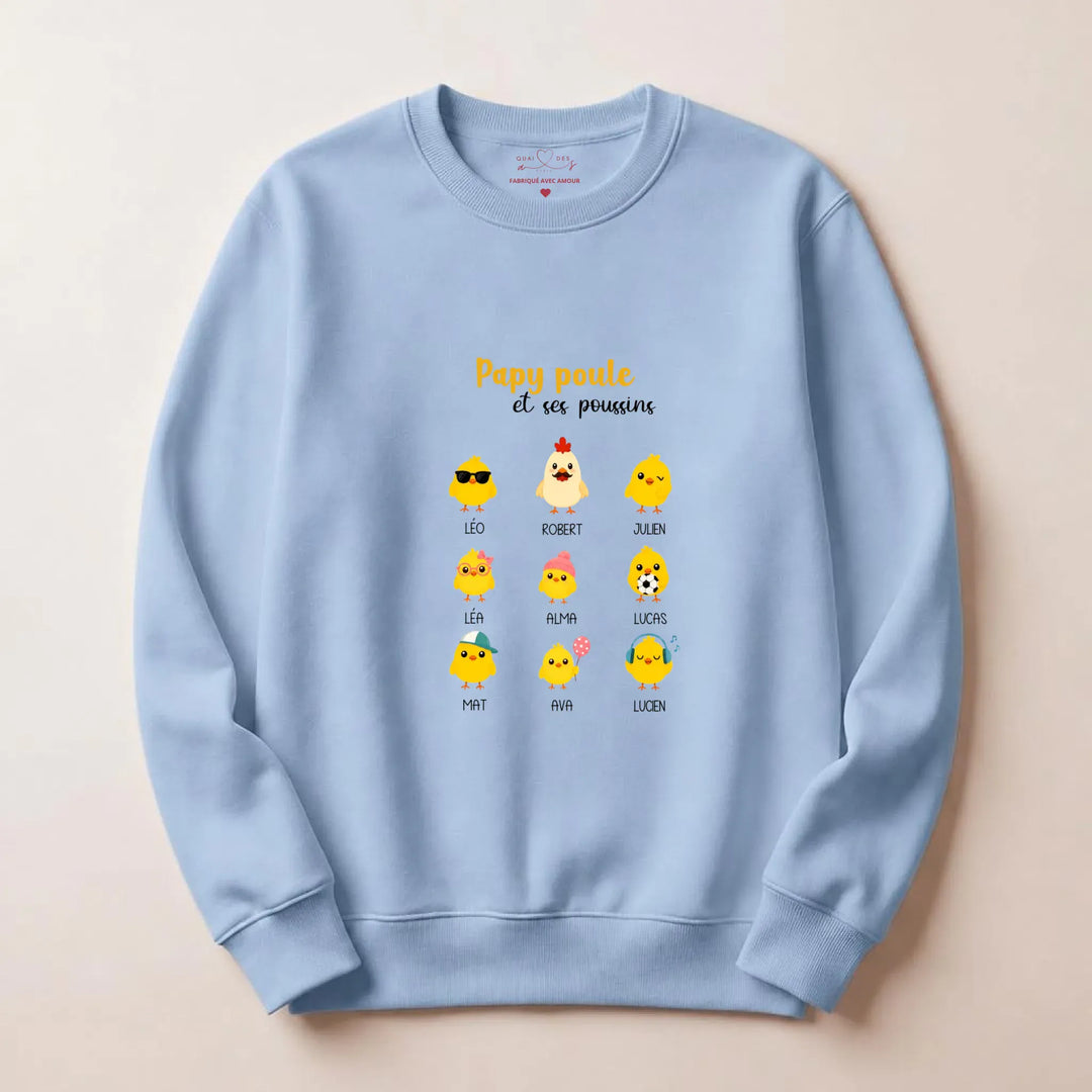 Sweat papy poule Sweatshirt / Bleu Clair / S