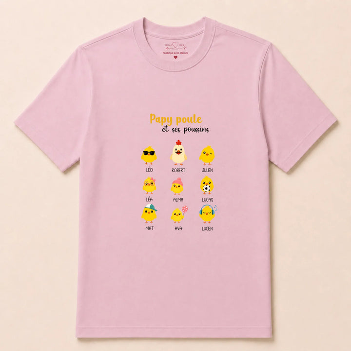 Sweat papy poule T-shirt / Rose Clair / S