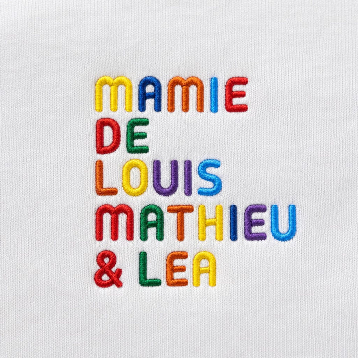 Sweat personnalisé Mamie - Prénoms multicolore brodé