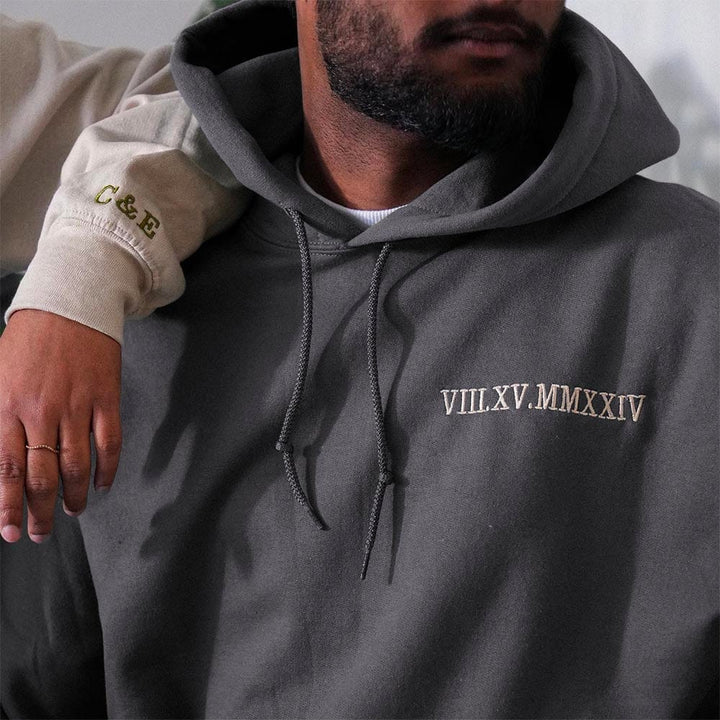 Sweat Personnalisé Couple Gris Foncé / S