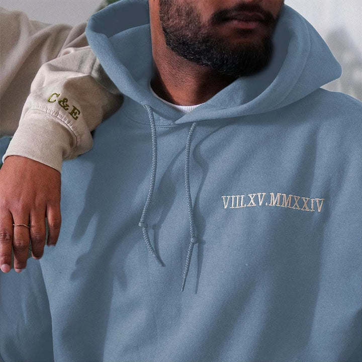 Sweat Personnalisé Couple Bleu / S