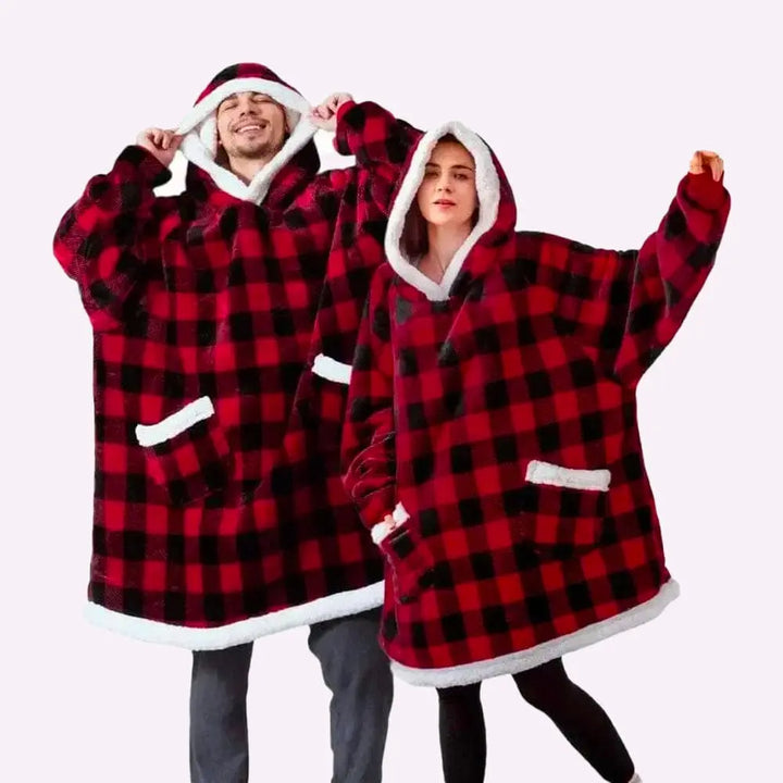 Sweat Plaid Couple Rouge / Longueur 88CM