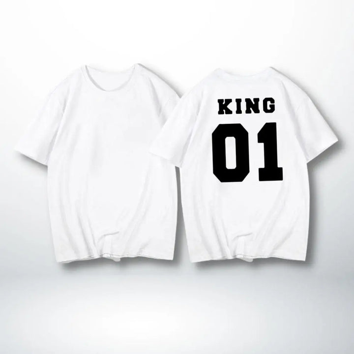 T-Shirt Couple Roi Reine King-Blanc / S