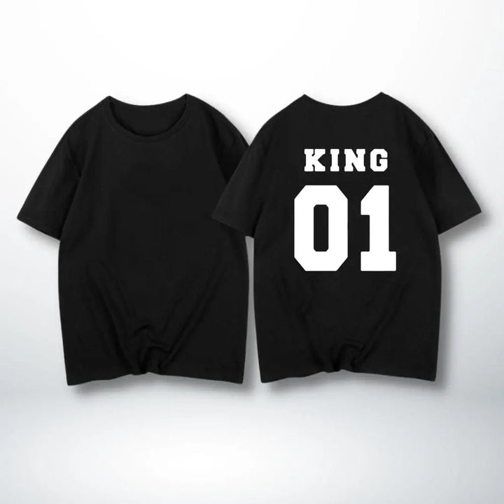 T-Shirt Couple Roi Reine King-Noir / S