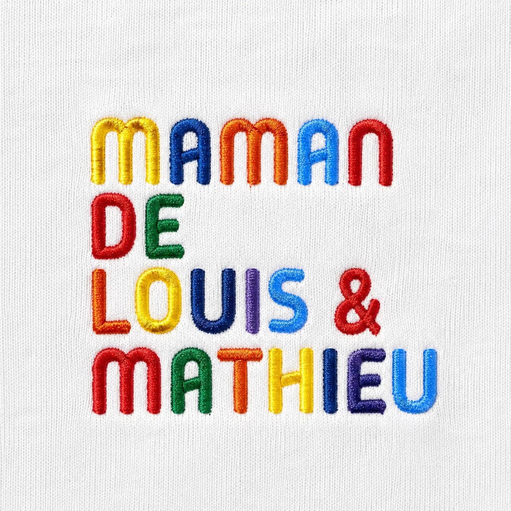 T-Shirt personnalisé Maman - Prénoms multicolore brodé