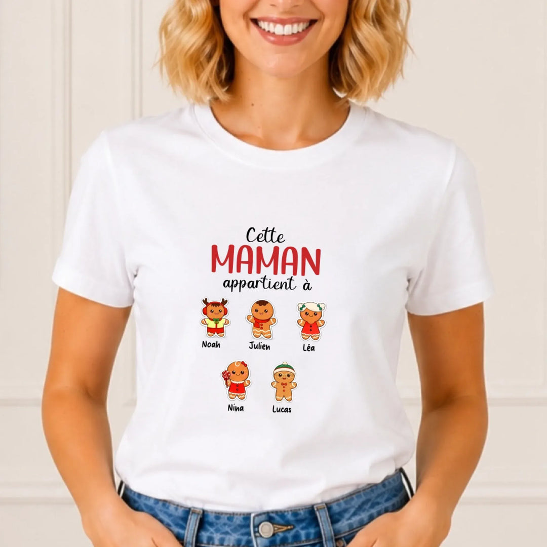 T-shirt Pain d’épice personnalisé Maman – Cadeau de Noël