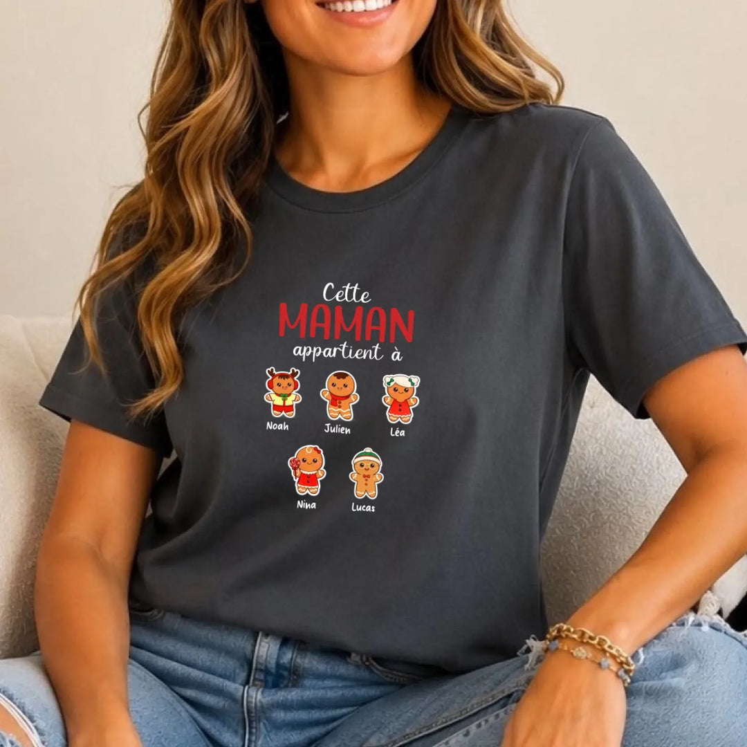 T-shirt Pain d’épice personnalisé Maman – Cadeau de Noël