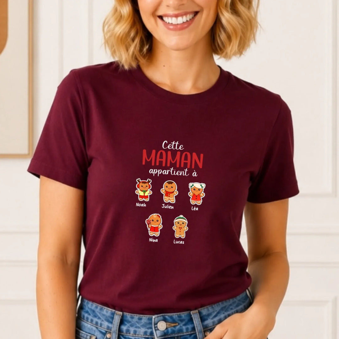 T-shirt Pain d’épice personnalisé Maman – Cadeau de Noël