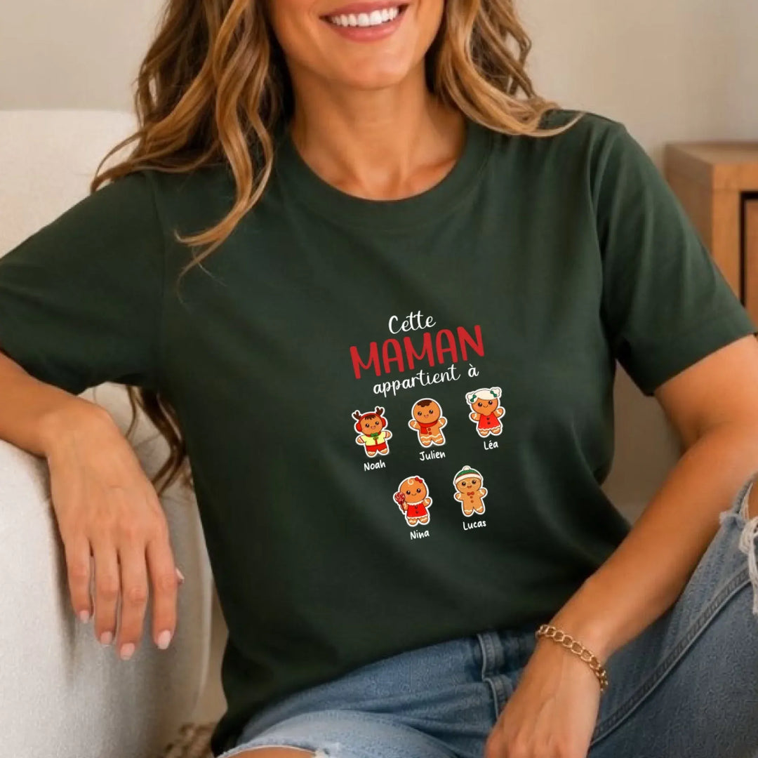 T-shirt Pain d’épice personnalisé Maman – Cadeau de Noël