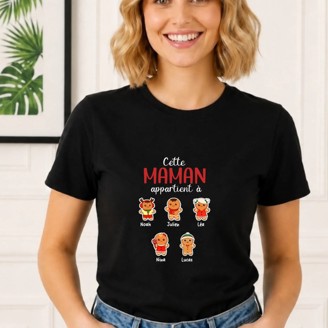 T-shirt Pain d’épice personnalisé Maman – Cadeau de Noël