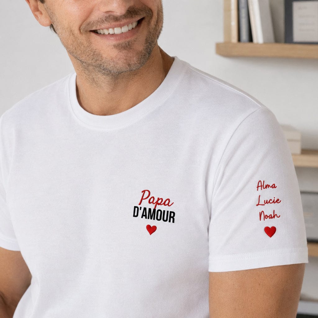 T-shirt personnalisé brodé - Papa d'amour