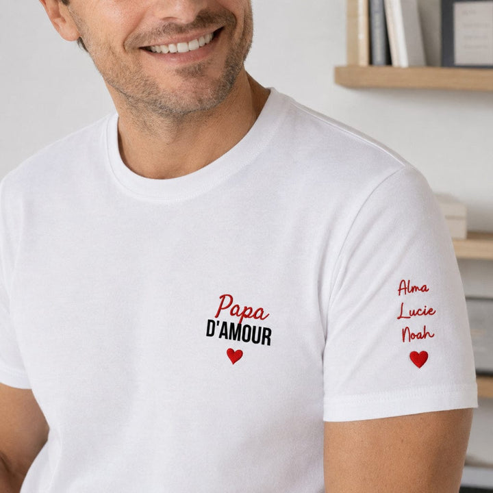 T-shirt personnalisé brodé - Papa d'amour