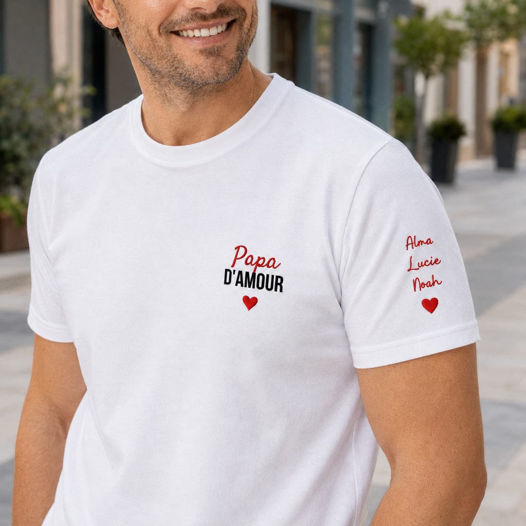 T-shirt personnalisé brodé - Papa d'amour