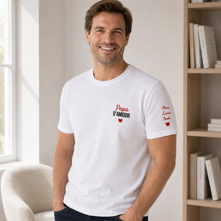 T-shirt personnalisé brodé - Papa d'amour