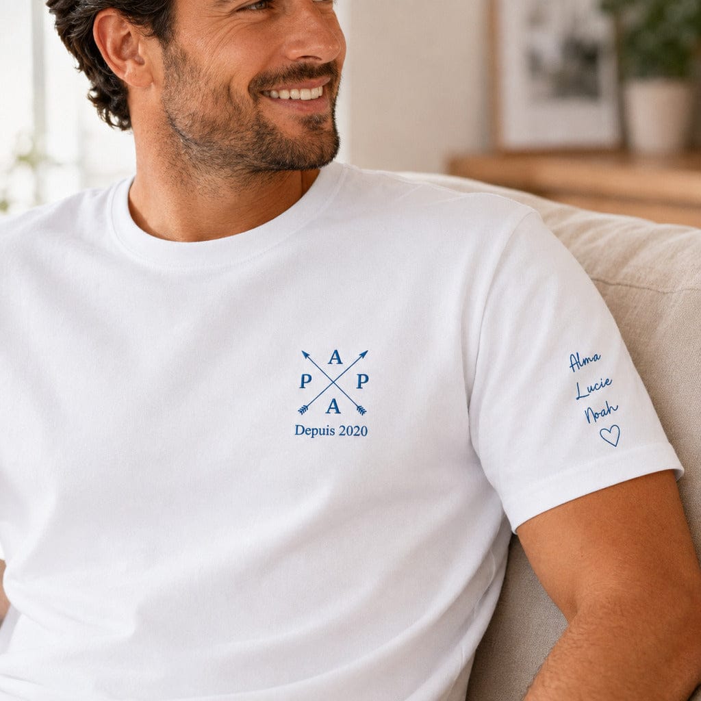T-shirt personnalisé brodé - PAPA depuis