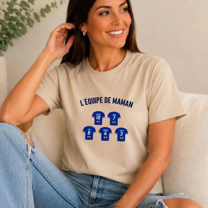 T-shirt Personnalisé - L'équipe de Maman T-shirt Front Femme | Gildan® 5000 DTF 2.0 / Beige / S