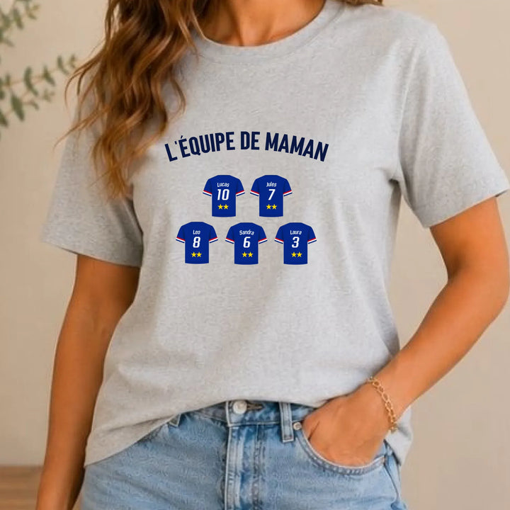 T-shirt Personnalisé - L'équipe de Maman T-shirt Front Femme | Gildan® 5000 DTF 2.0 / Gris / S