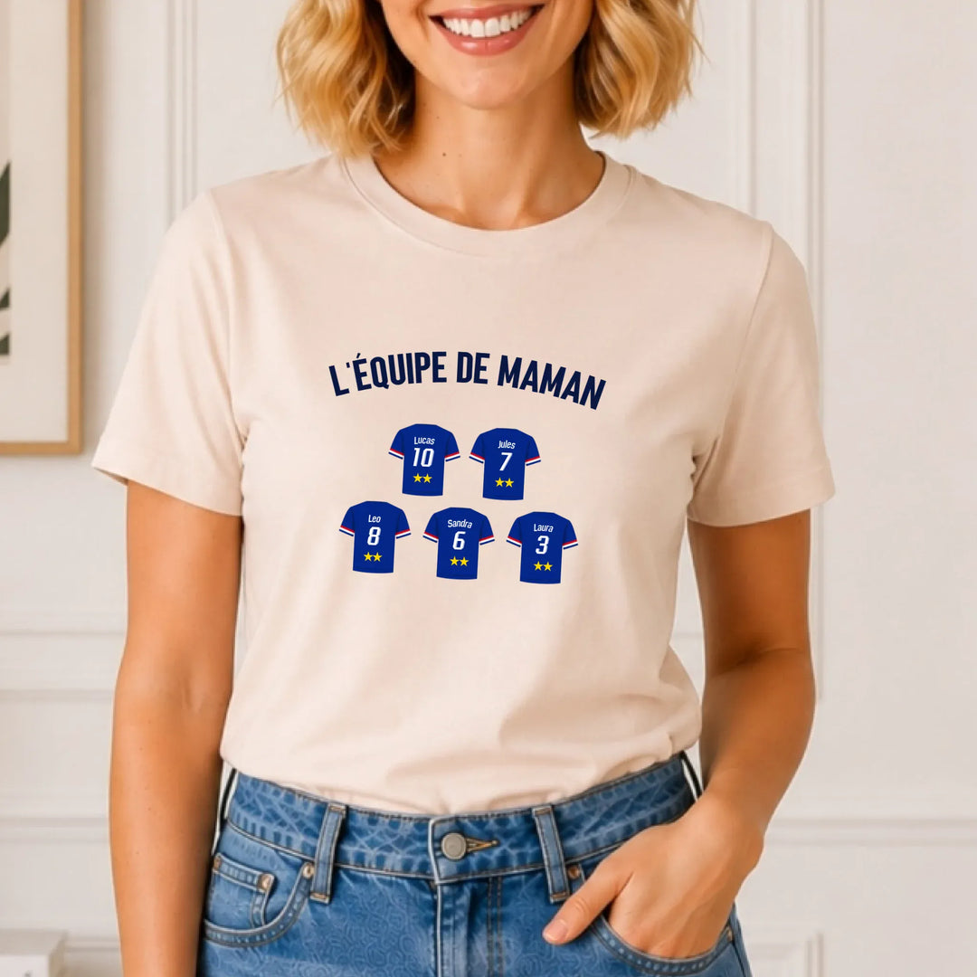 T-shirt Personnalisé - L'équipe de Maman T-shirt Front Femme | Gildan® 5000 DTF 2.0 / Naturel / S