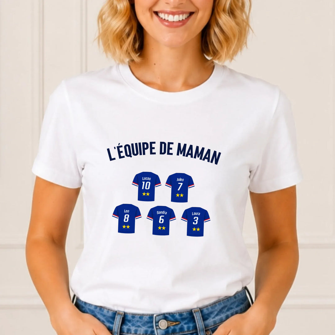 T-shirt Personnalisé - L'équipe de Maman T-shirt Front Femme | Gildan® 5000 DTF 2.0 / Blanc / S