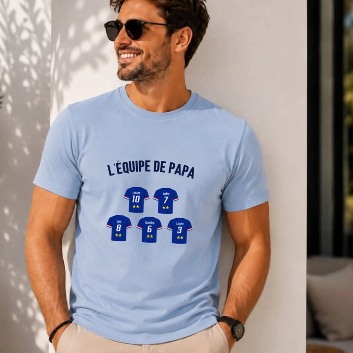 T-shirt personnalisé - L'équipe de papa Bleu clair / S