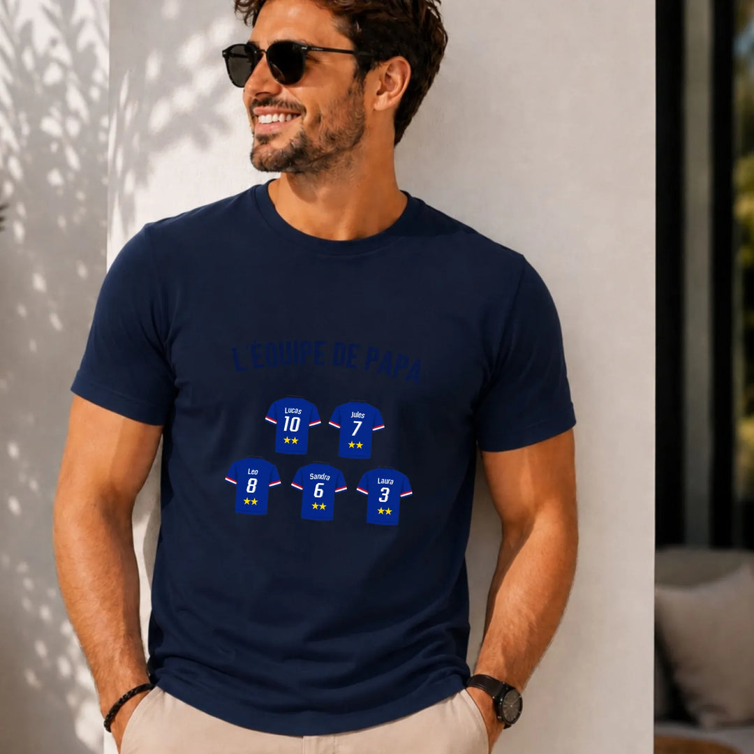 T-shirt personnalisé - L'équipe de papa Bleu marine / S