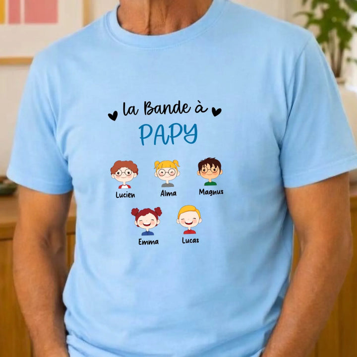 T-shirt la bande a papy T-shirt Front Homme | STYLE 3 / Bleu Clair / S