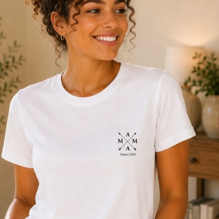 T-shirt Mama depuis T-shirt Poitrine Femme | Gildan® 5000 DTF 2.0 / Blanc / L