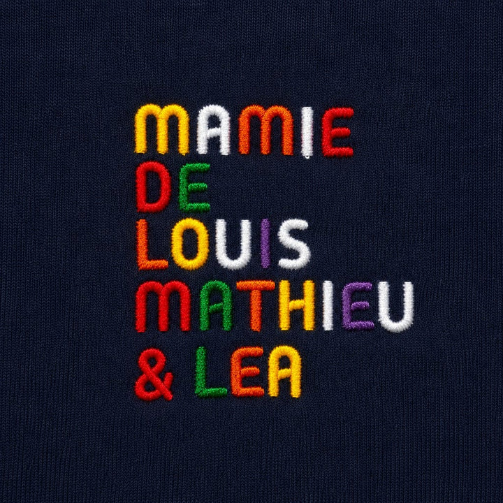 T-Shirt personnalisé Mamie - Prénoms multicolore brodé