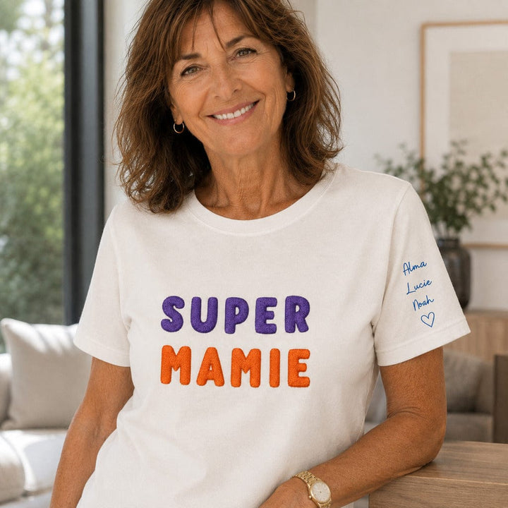 T-shirt personnalisé mamie broderie - Super Mamie