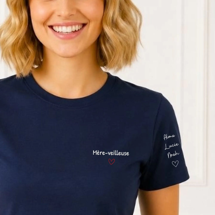 T-shirt Personnalisé - Mère-veilleuse et prénoms d'enfants