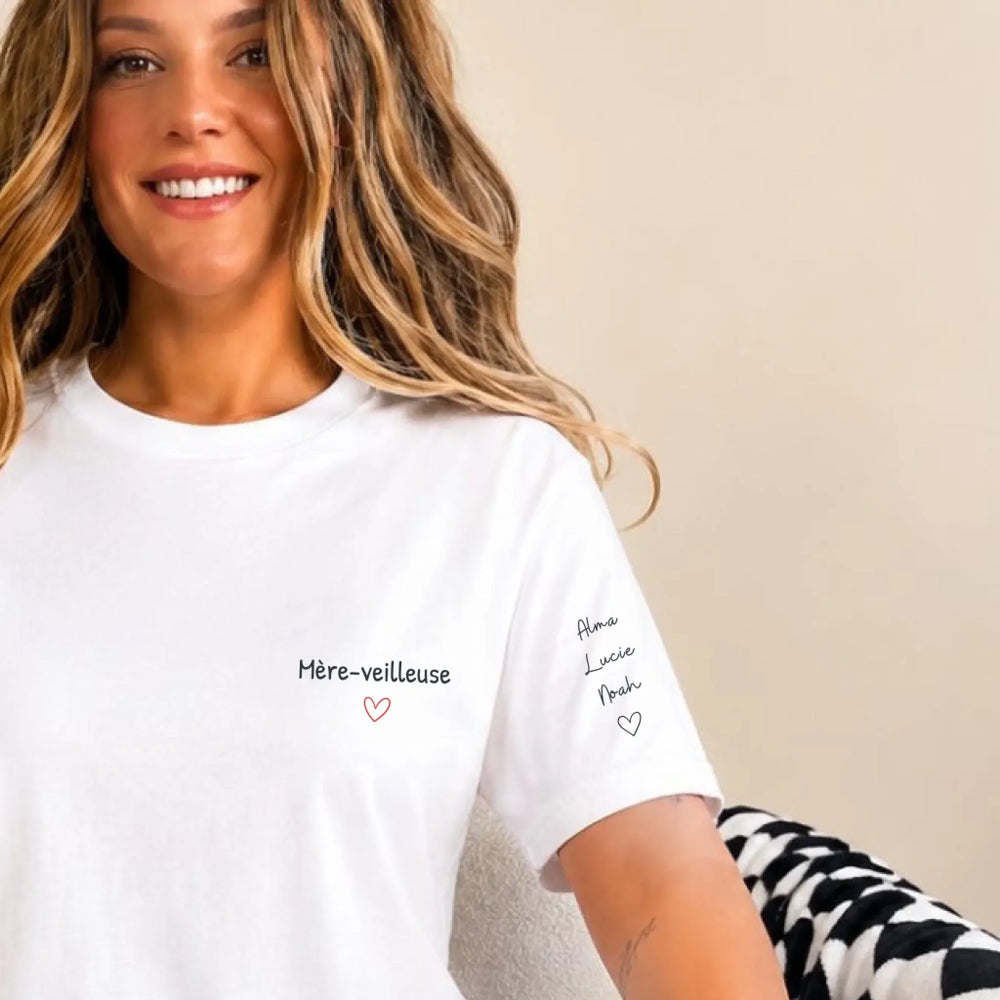 T-shirt Personnalisé - Mère-veilleuse et prénoms d'enfants